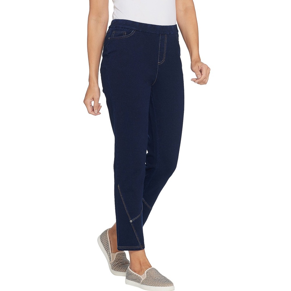 Denim & Co Dark Indigo Wash Ankle Jeans